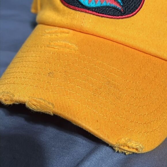 🔥🔥 “NWT” BAWS CRAZY Strapback Distressed Dad Hat / Cap Yellow - NEW with Tags - Picture 7 of 7